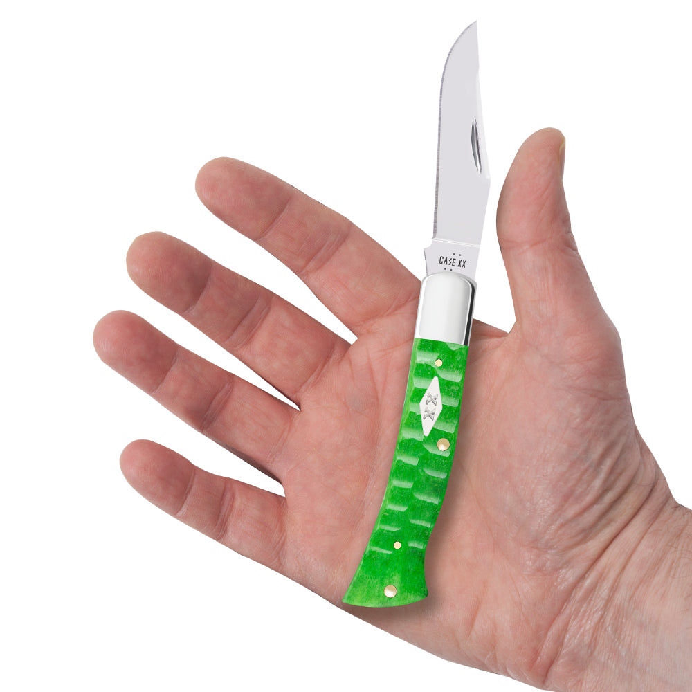 Case Axe Handle Bright Green Bone Pocket Knife
