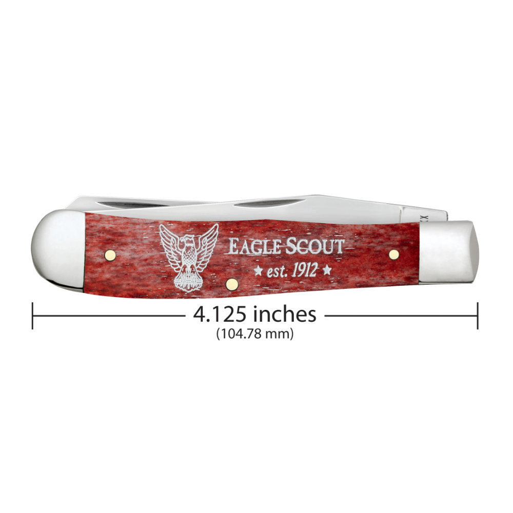Case Scouting America Eagle Scout Red Trapper Pocket Knife is 4.125 Inches Closed