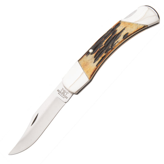 Bear and Son 505 Midsize Genuine India Stag Bone Lockback Knife at Swiss Knife Shop