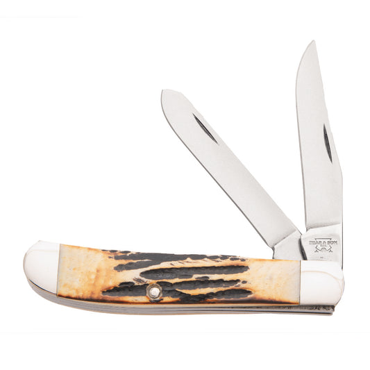 Bear and Son 507 Mini Trapper Genuine India Stag Bone Slipjoint Knife at Swiss Knife Shop