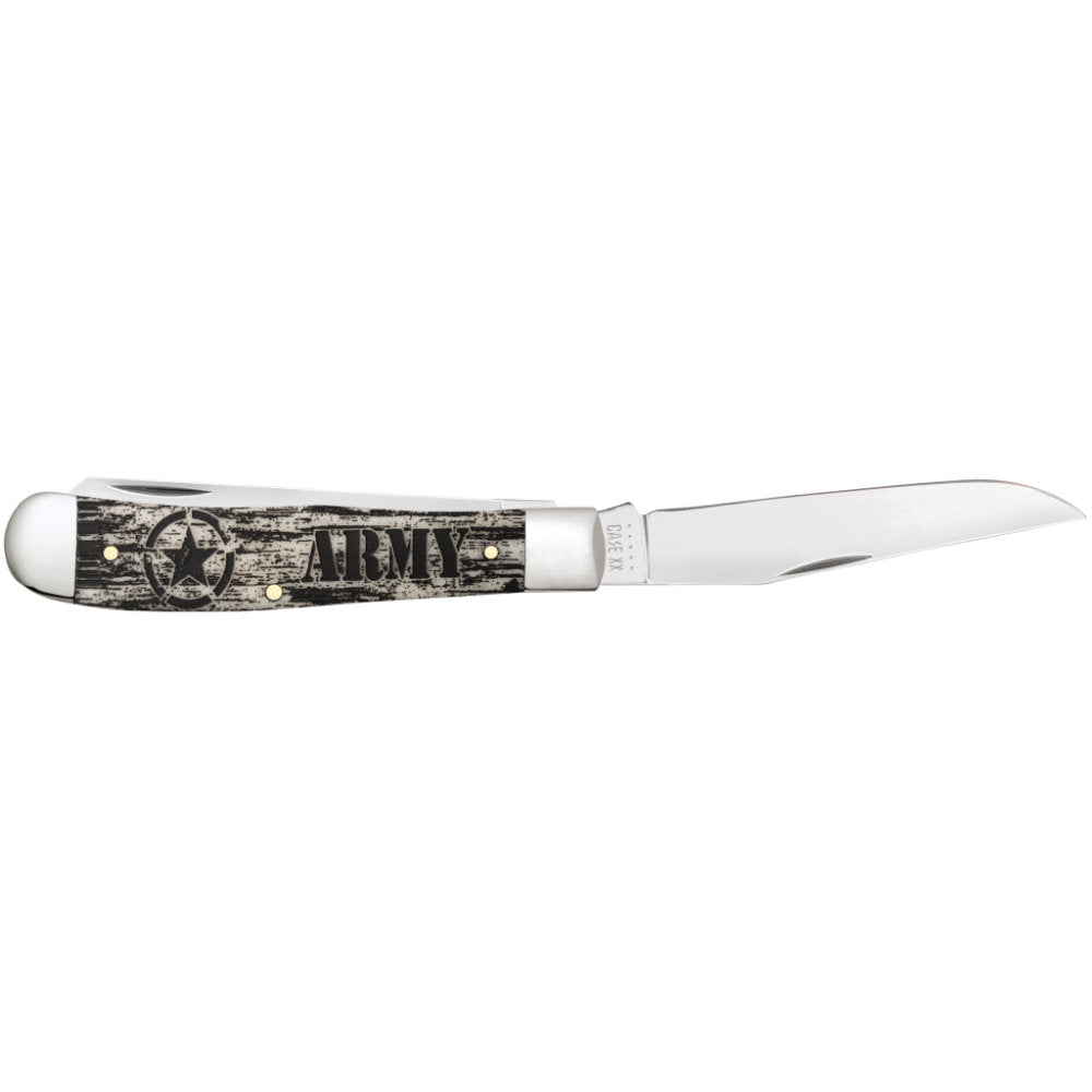 Case US Army Trapper Natural Bone Pocket Knife Fully Open Blade