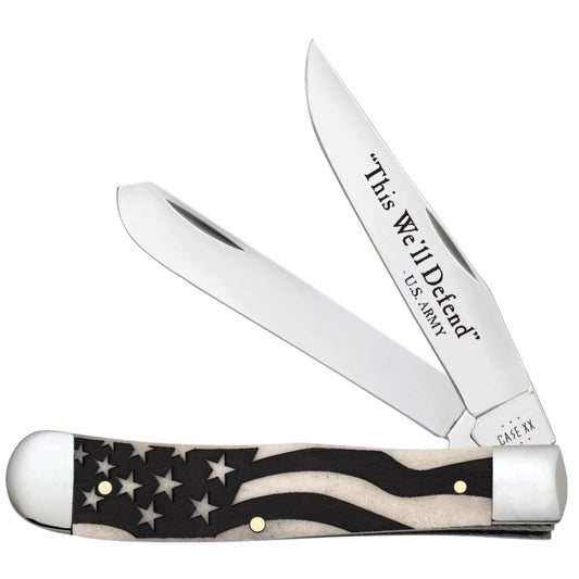 Case US Army Trapper American Flag Natural Bone Pocket Knife at Swiss Knife Shop