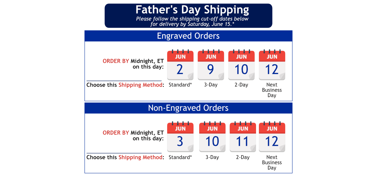 Father's Day 2024 Shipping Schedule at Swiss Knife Shop