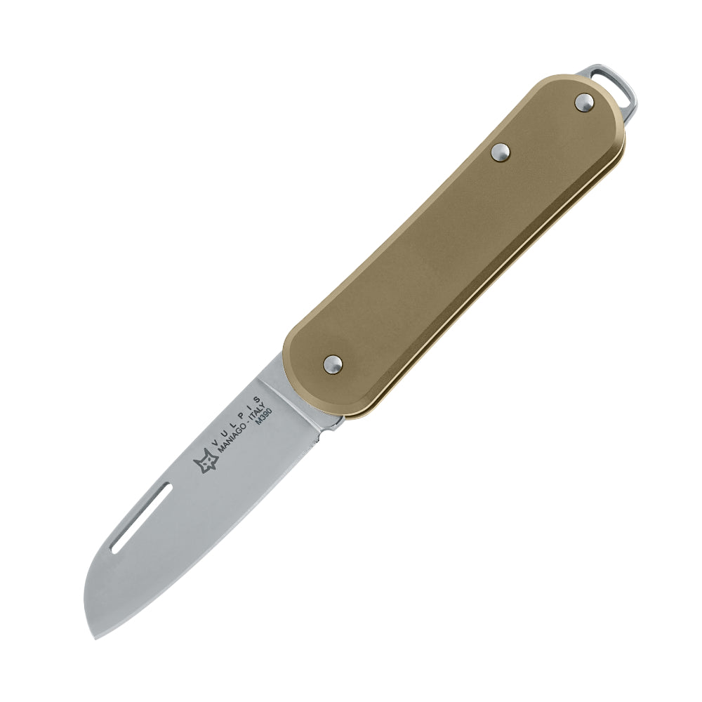 Fox Knives Vulpis 108 Brass Polished Blade Folding Pocket Knife Fully Open Slipjoint Blade