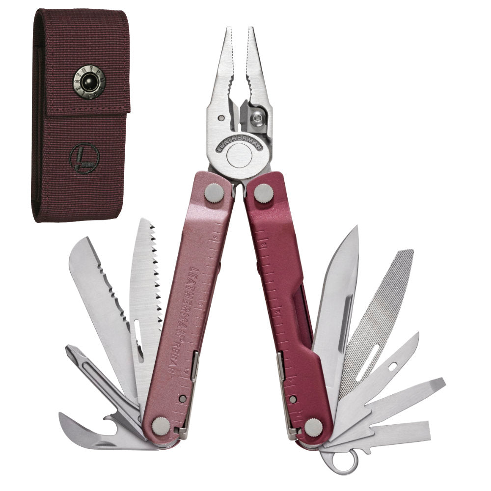 Leatherman Rebar Heathered Cranberry Multi-Tool with Nylon Sheath at Swiss Knife Shop