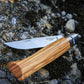 Opinel No.8 Olivewood and Stainless Steel Folding Knife and Sheath Set Partially Open