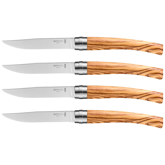 Opinel Table Chic Olive Wood Steak Knife 4-Piece Set at Swiss Knife Shop