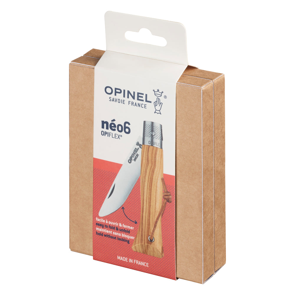 Opinel neo6 Everyday Carry Folding Knife with Olive Wood Handle in Box