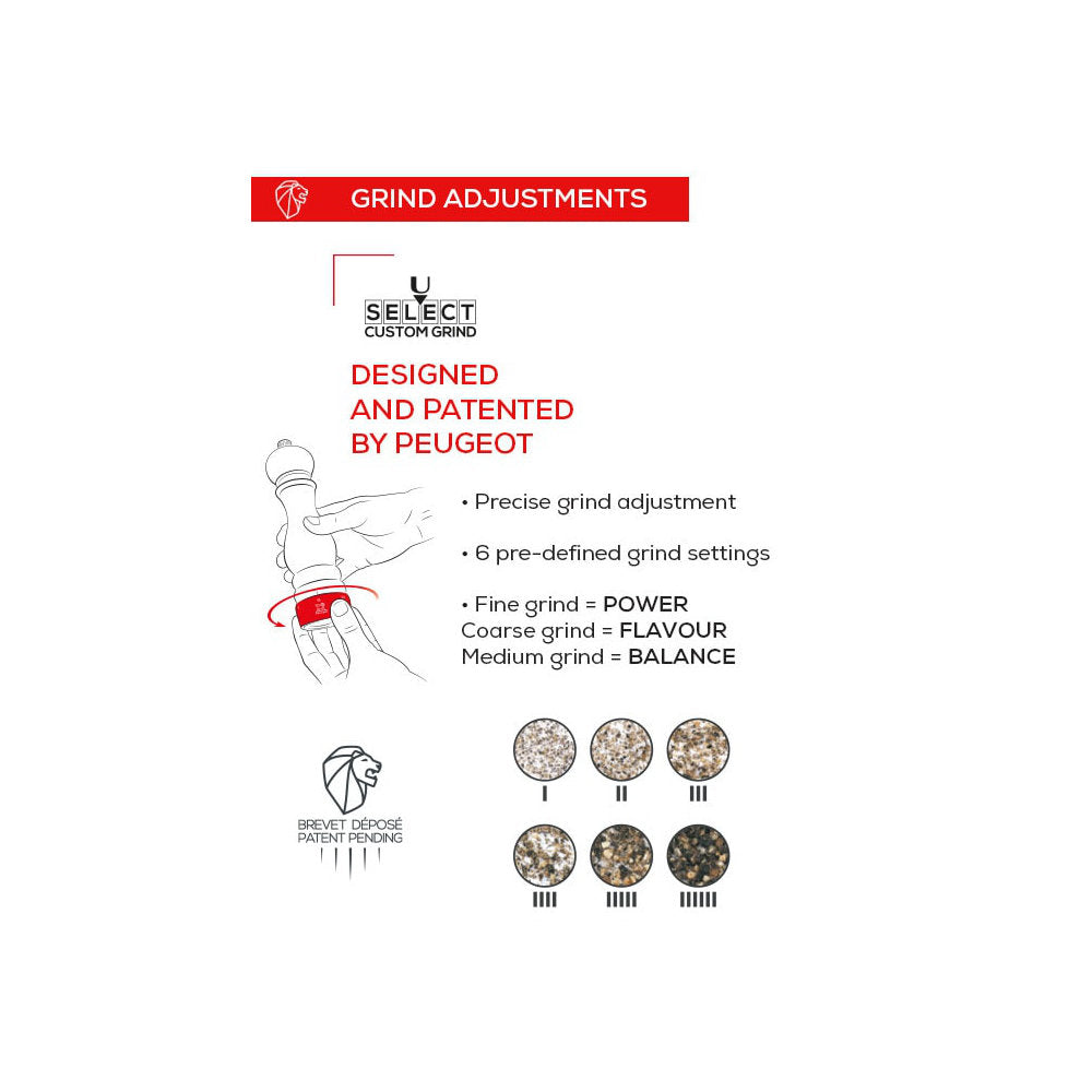Peugeot 7" Paris u'Select Lacquer Pepper Mill Grind Options