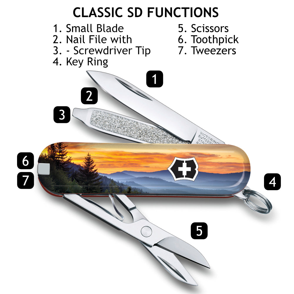 Victorinox Smoky Mountains Classic SD Designer Swiss Army Knife Functions