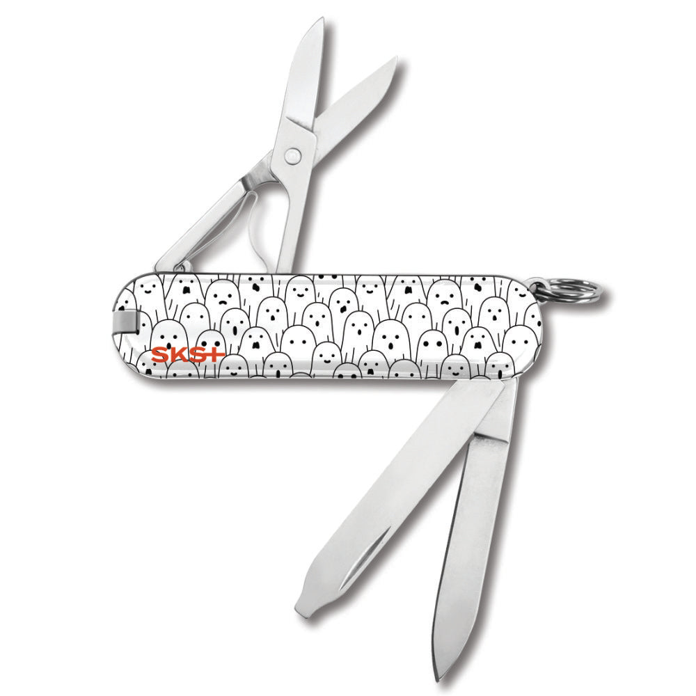 Victorinox Ghosts Classic SD Designer Swiss Army Knife with a Group of Spooky Ghosts