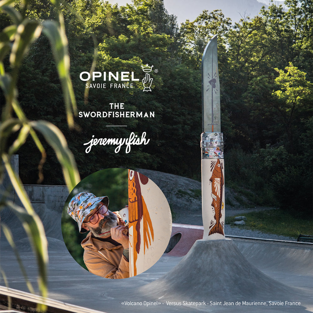 Opinel No.08 Swordfisherman Limited Edition Folding Knife by Jeremy Fish with Jeremy Fish Working in Skate Park