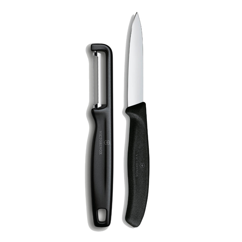 Victorinox Classic Serrated Peeler and 3.25" Paring Knife Set Black
