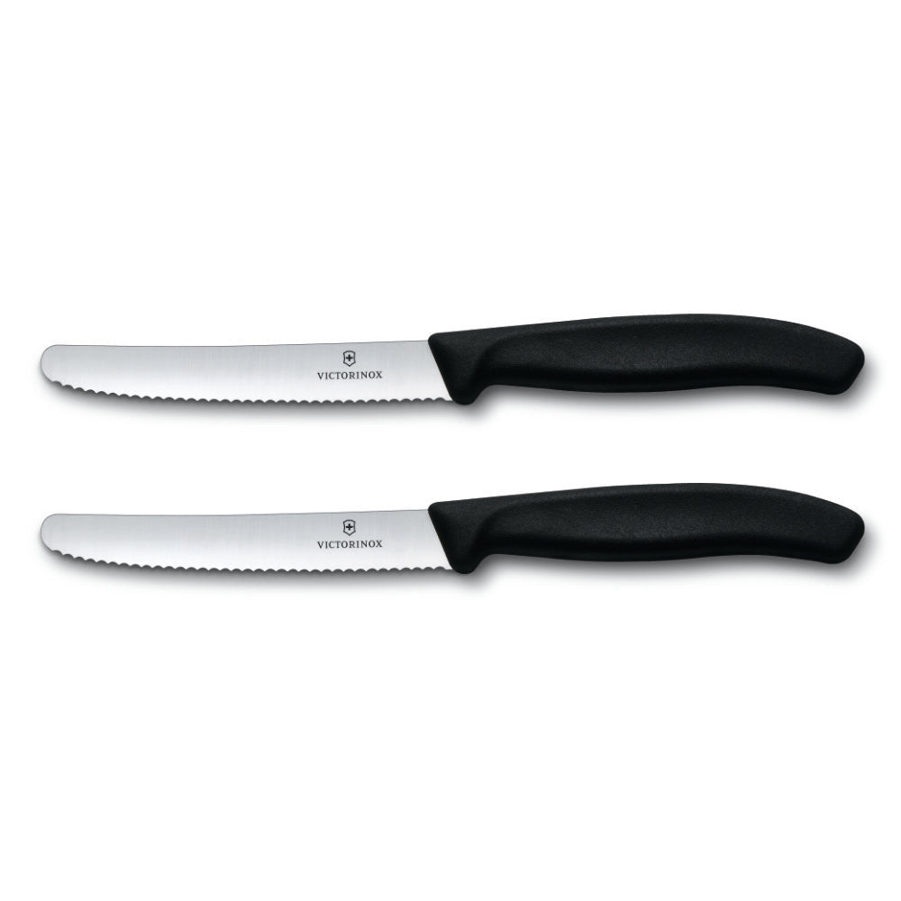 Victorinox Classic 2-Piece 4.5" Serrated Utility Knife Set Black Handles