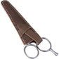 Dovo Stainless Steel Mustache Scissors Set with Brown Leather Sheath Stored in Sheath