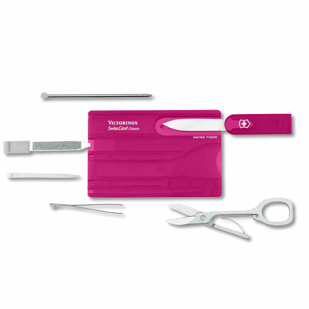 Victorinox SwissCard Translucent Pink Swiss Army Knife at Swiss