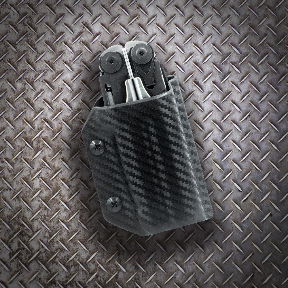 Clip & Carry Kydex Sheath for the Leatherman Surge on Industrial Background