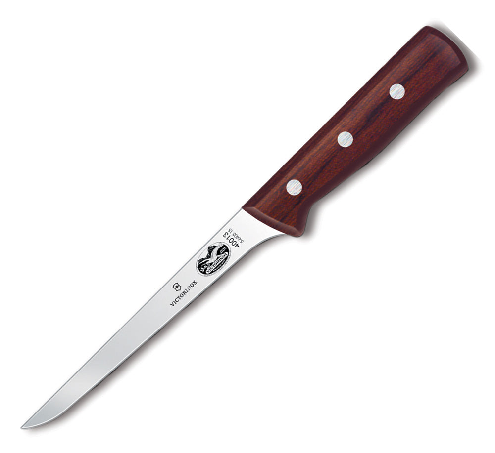 Victorinox Boning Knife - 6 Inch Straight Blade With Rosewood Handle & Stiff Wide Blade