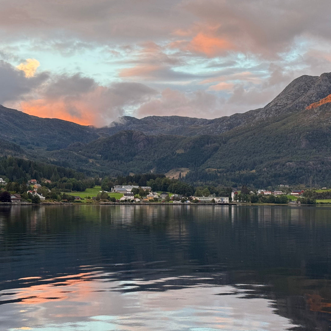 View of the Helle Knives Factory from the Fjord in Holmedal, Norway