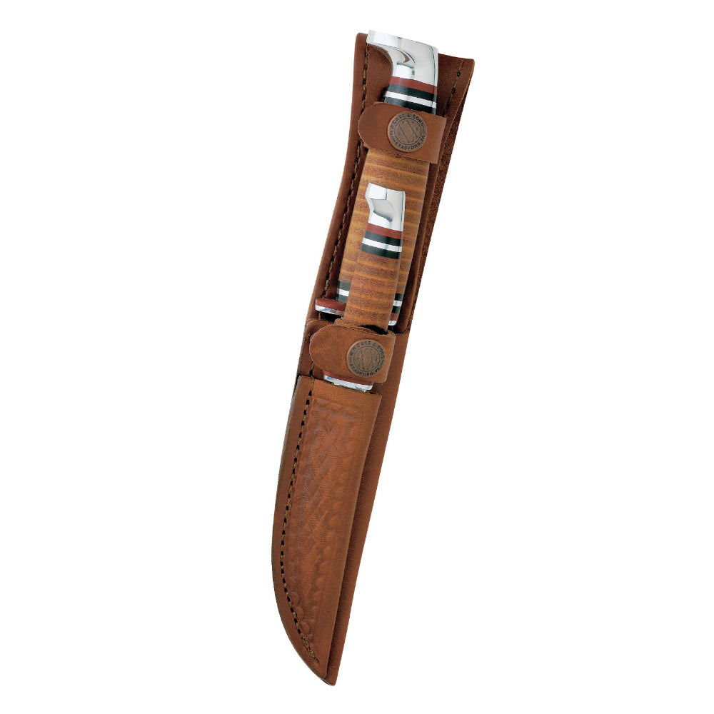 Case Two-Knife Hunter Fixed Blade Knife Set in Included Leather Sheath