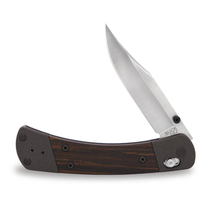 Buck 110 Folding Hunter Crossbar Knife Partially Open