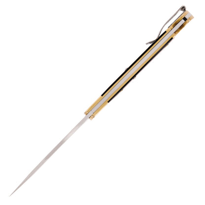 Buck 110 Slim Heritage Elite Folding Knife, Brass Spine View