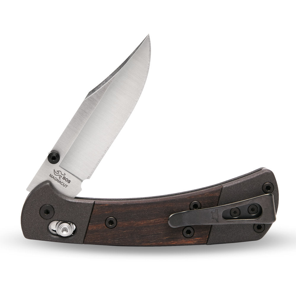 Buck 112 Folding Ranger Crossbar Knife Partially Open, Clip Side view