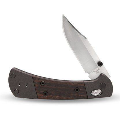 Buck 112 Folding Ranger Crossbar Knife Partially Open, Front View