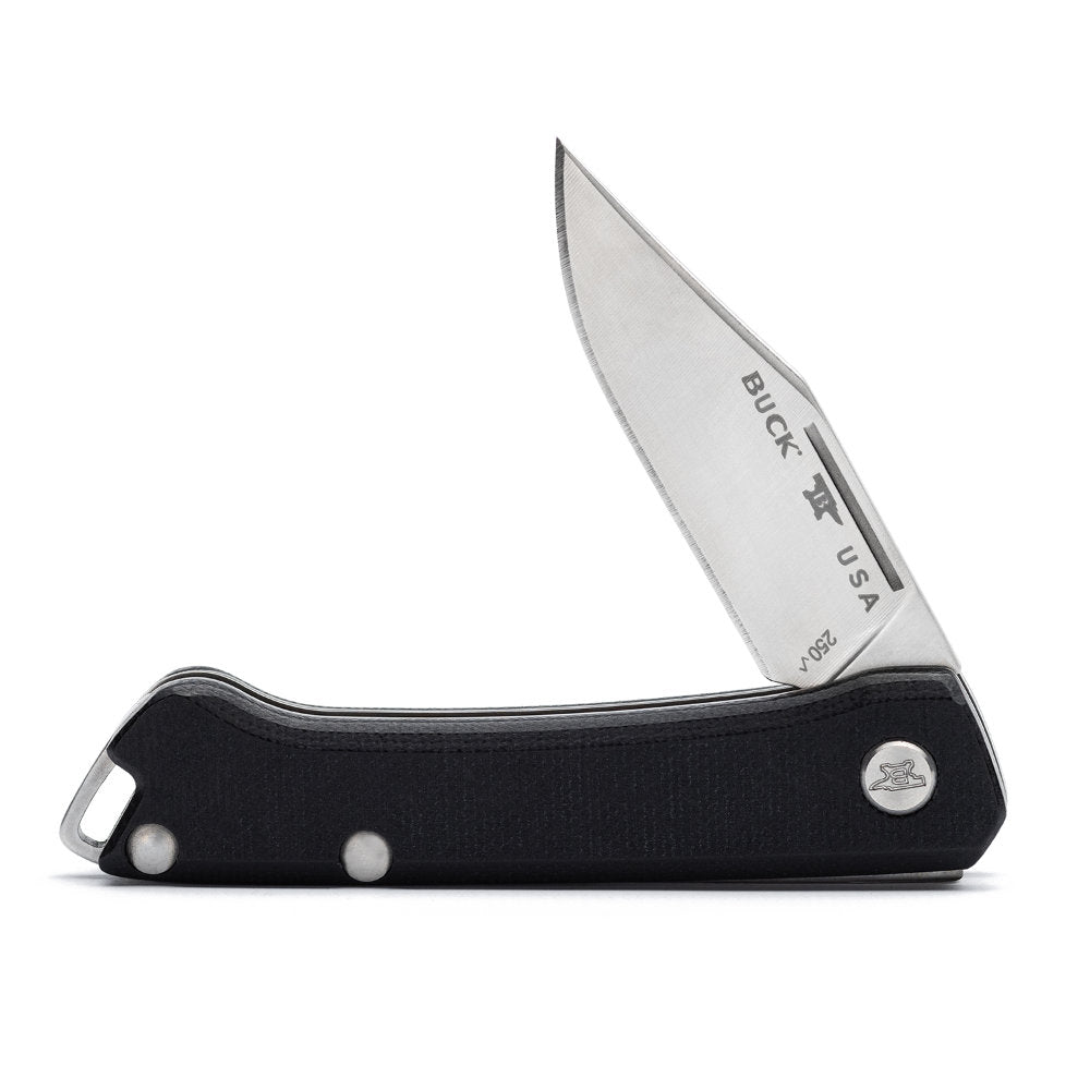 Buck 250 Saunter Clip Point Folding Knife Black Partially Open
