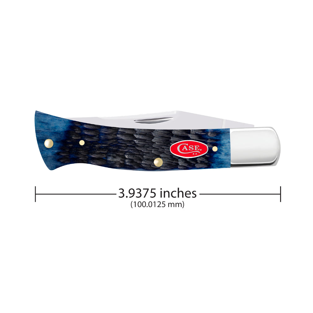 Case Axe Handle Rogers Jig Navy Blue Bone Pocket Knife is 3.94-inches Closed