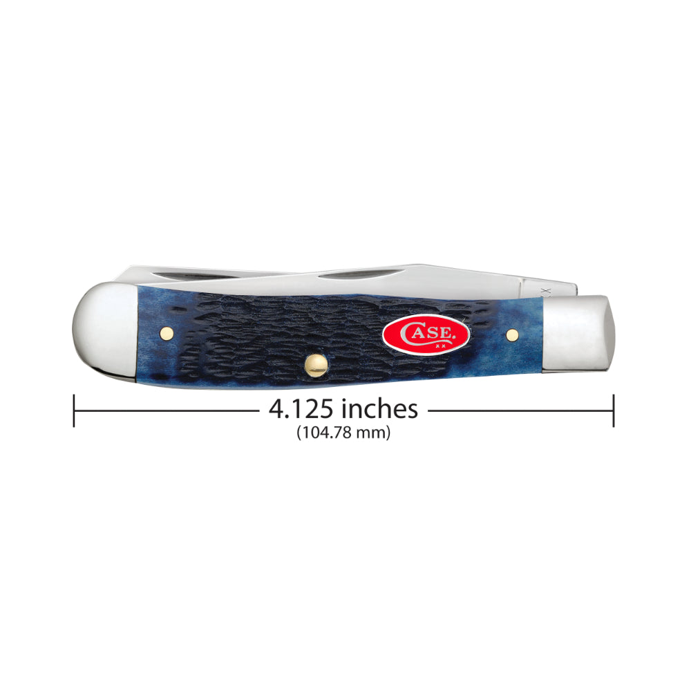 Case Trapper Navy Blue Bone Pocket Knife is 4.125 Inches Closed