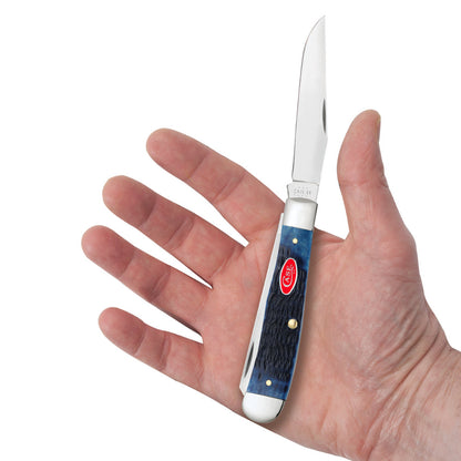 Case Trapper Navy Blue Bone Pocket Knife in Hand