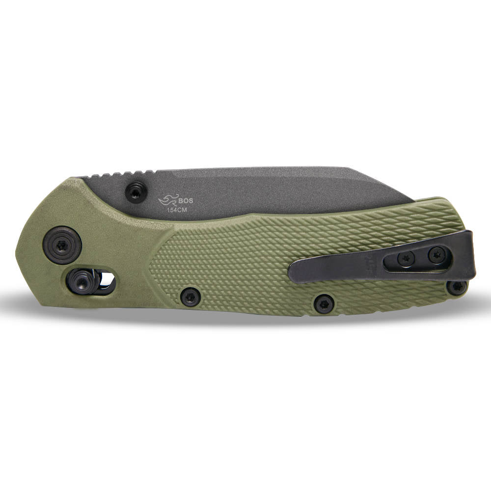 Buck 797 Range Pro Ops Lockblade Knife Folded Closed, Clip Side, Green