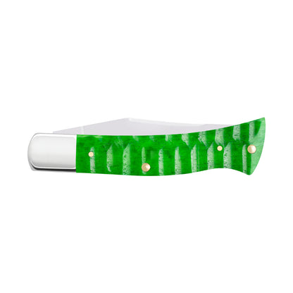 Case Axe Handle Bright Green Bone Pocket Knife