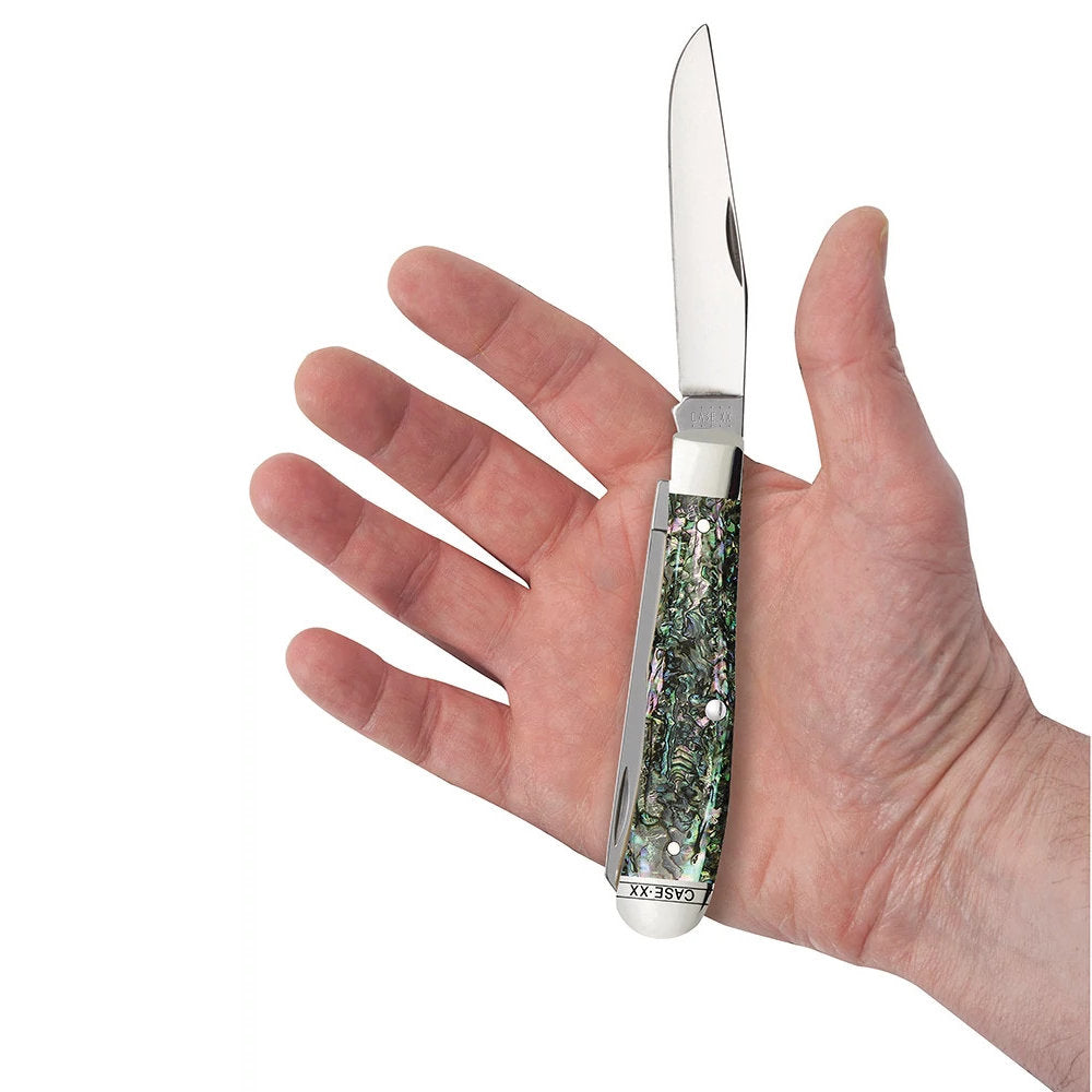 Case Trapper Smooth Abalone Pocket Knife in Hand