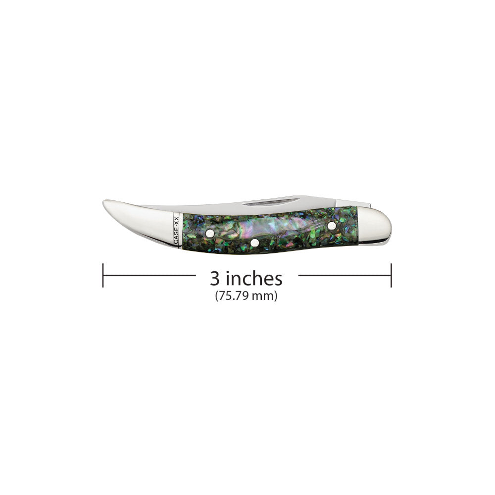 Case Small Texas Toothpick Smooth Abalone Pocket Knife is 3-inches Closed