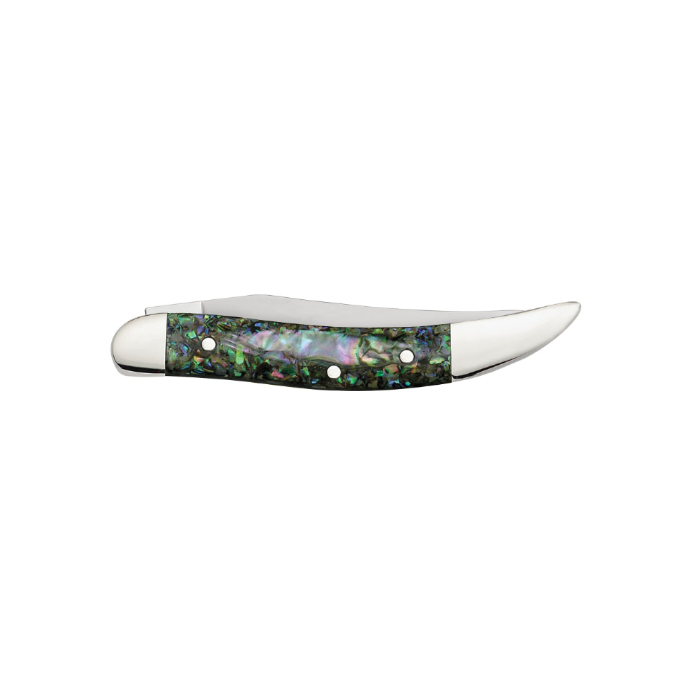 Case Small Texas Toothpick Smooth Abalone Pocket Knife Closed View