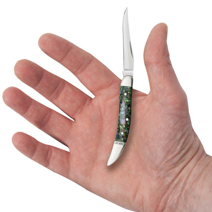 Case Small Texas Toothpick Smooth Abalone Pocket Knife in Hand