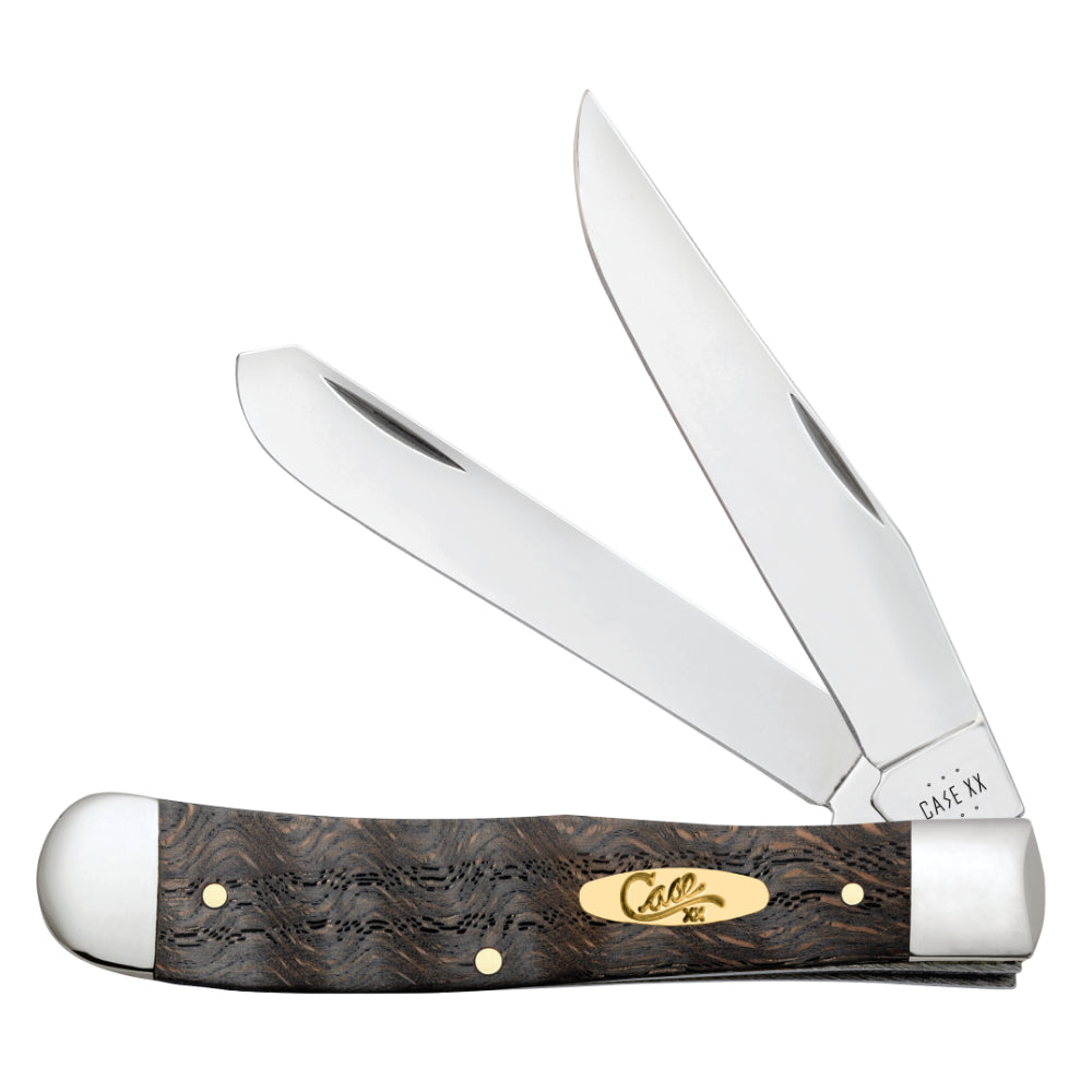 Case Trapper Black Curly Oak Wood Pocket Knife at Swiss Knife Shop
