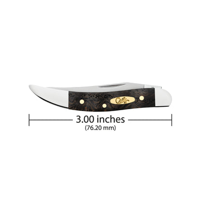 Case Small Texas Toothpick Black Curly Oak Wood Pocket Knife is 3 inches Closed