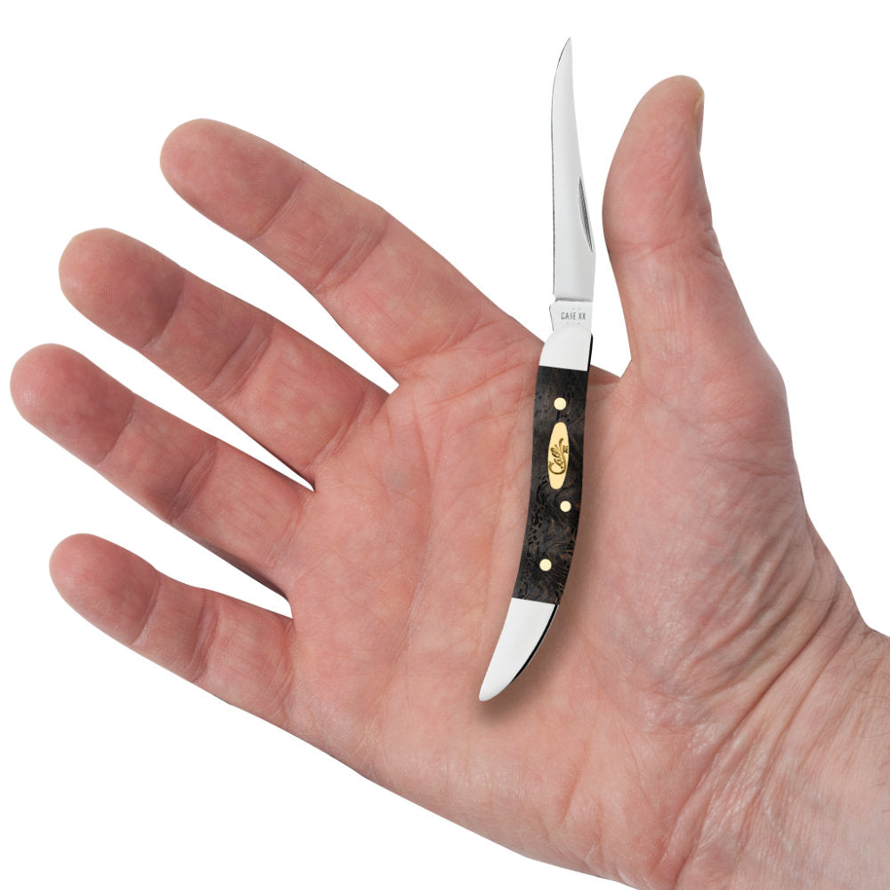 Case Small Texas Toothpick Black Curly Oak Wood Pocket Knife