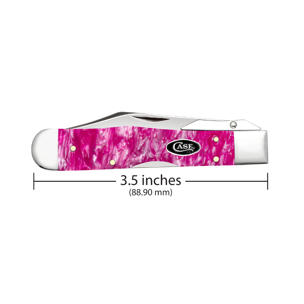 Case Cheetah Cub Pink Crackle Kirinite 2026 Vault Pocket Knife is 3.5 Inches Closed