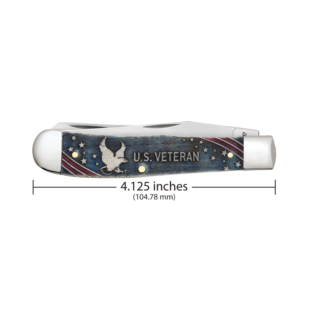 Case Trapper US Veteran Natural Bone Pocket Knife is 4.125 Inches Closed