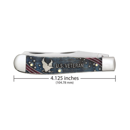 Case Trapper US Veteran Natural Bone Pocket Knife is 4.125 Inches Closed