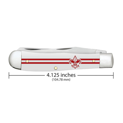 Case Scouting America Trapper Smooth White Synthetic Pocket Knife is 4.125 Inches Long