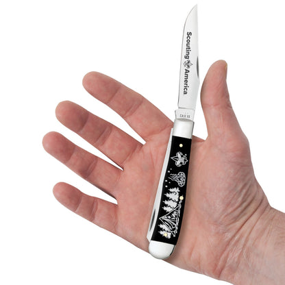 Case Scouting America Trapper Smooth Black Synthetic Pocket Knife in Hand