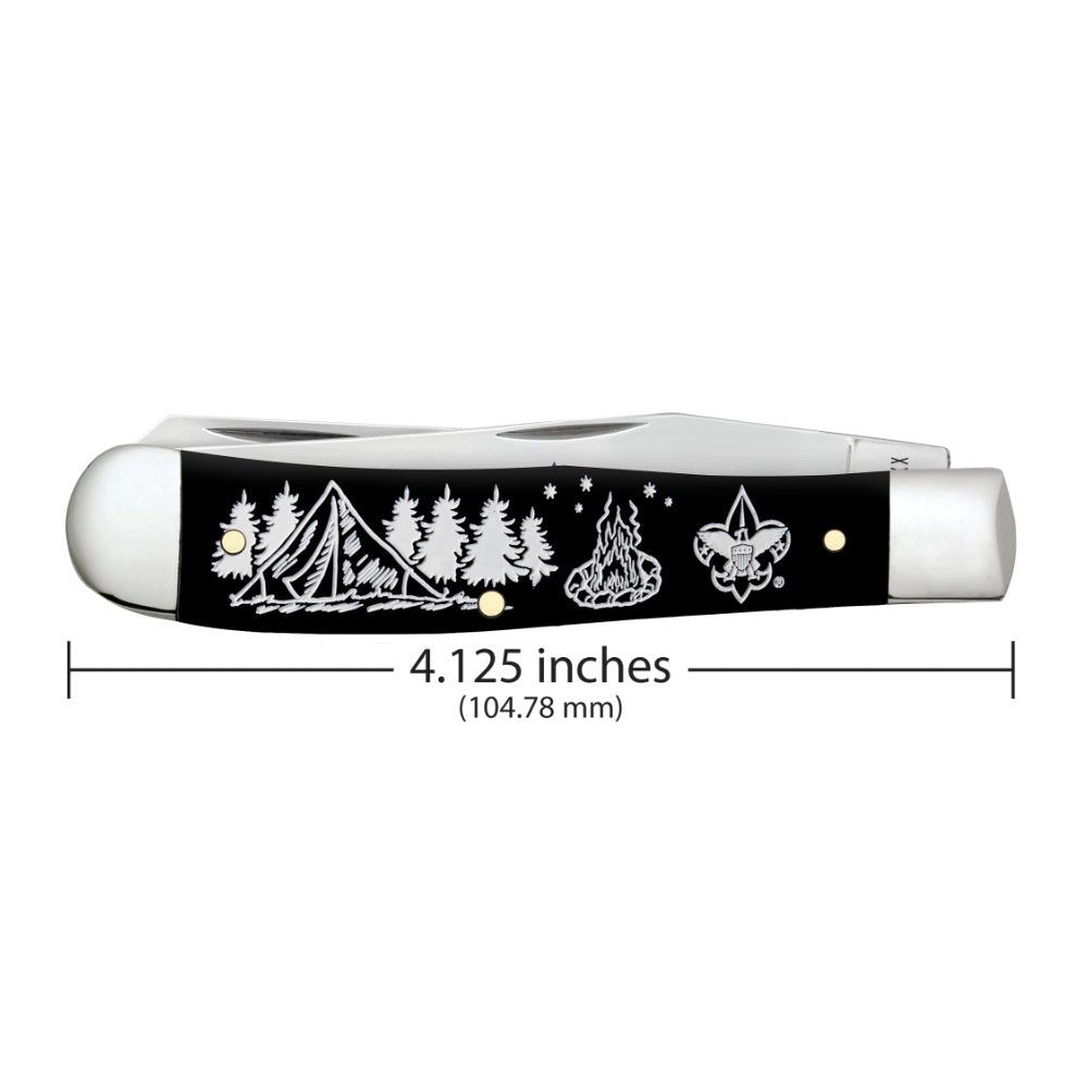 Case Scouting America Trapper Smooth Black Synthetic Pocket Knife is 4.125 Inches Long
