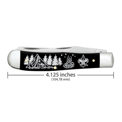 Case Scouting America Trapper Smooth Black Synthetic Pocket Knife is 4.125 Inches Long