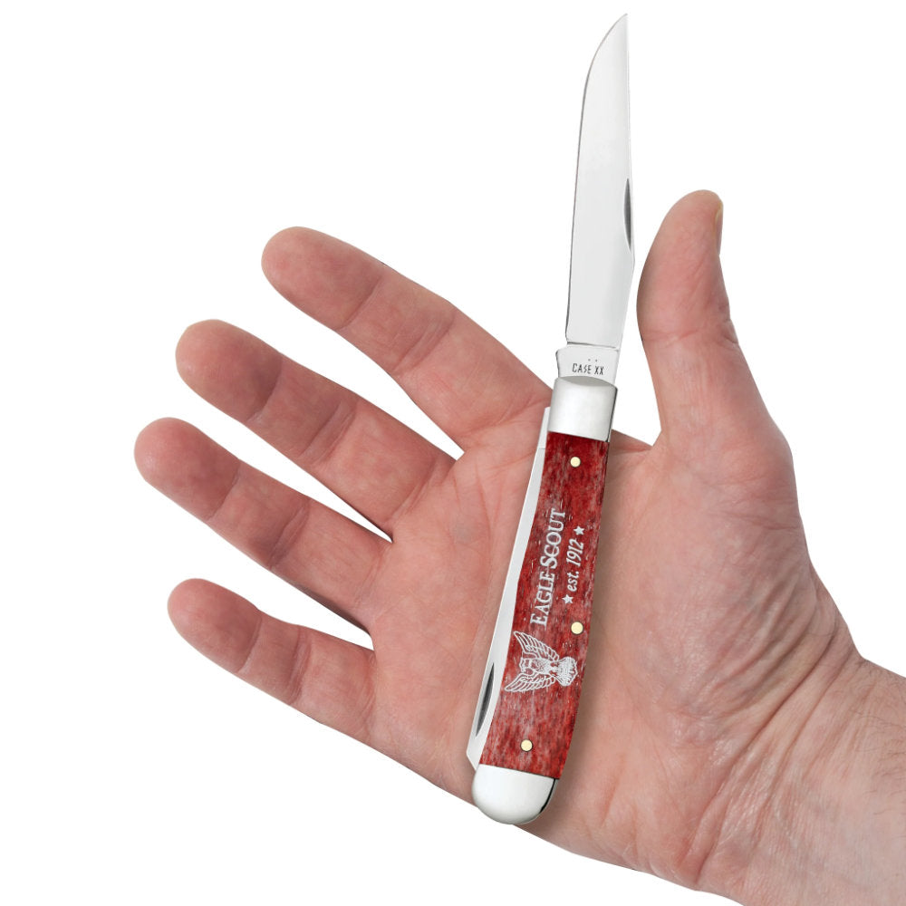 Case Scouting America Eagle Scout Red Trapper Pocket Knife in Hand