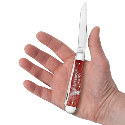 Case Scouting America Eagle Scout Red Trapper Pocket Knife in Hand